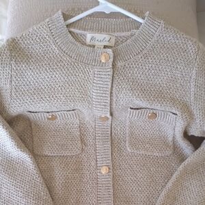 Cream & Gold Cardigan with Button Accents